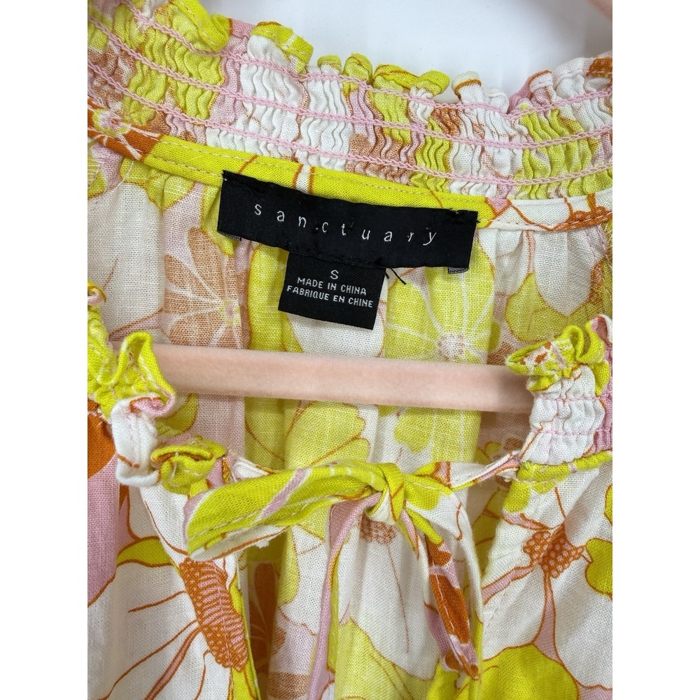 Sanctuary Don't Forget Floral Blouse Sunny Days 70s Boho Peasant Top Size S - Picture 3 of 8